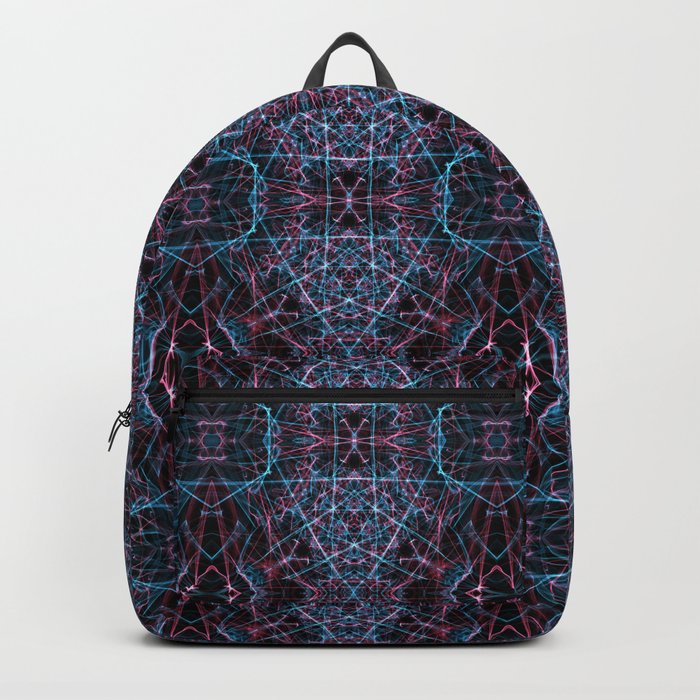 Liquid Light Series 61 ~ Blue & Red Abstract Fractal Pattern Backpack
