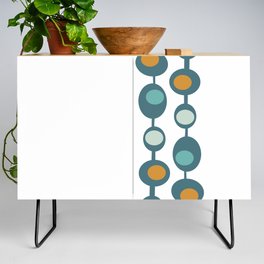 Mid Century Modern Retro Baubles in Teal, Orange and Light Green Credenza