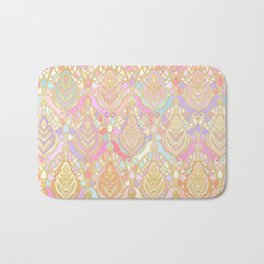 Rosy Opalescent Art Deco Pattern Bath Mat | Abstract, Pattern, Vintage, Mixed Media 