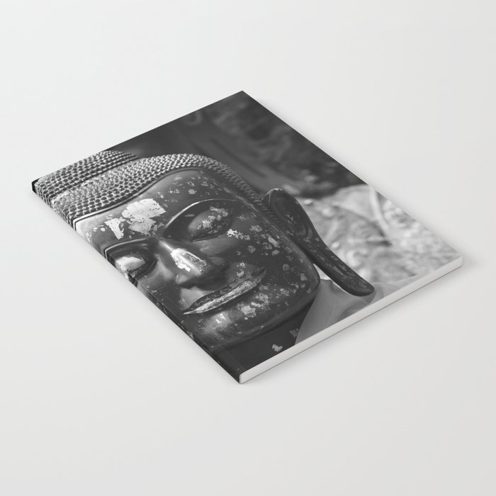 Thailand - Ayutthaya Buddha Head tree black & white Photography Notebook