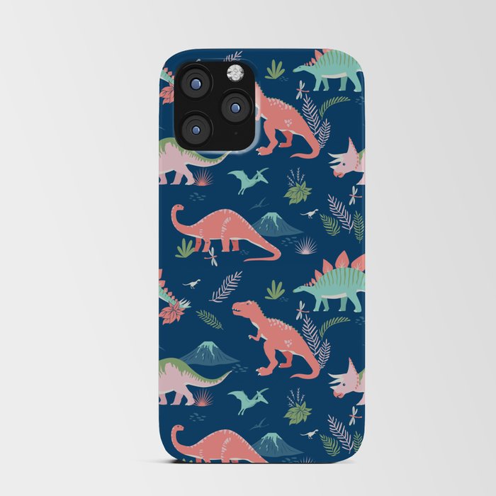 Jurassic Dinosaurs on Blue iPhone Card Case