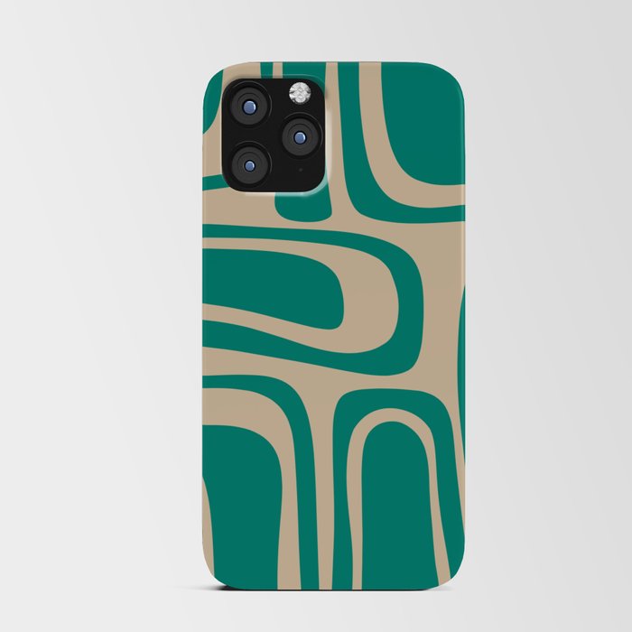 Palm Springs - Midcentury Modern Abstract Pattern in Mid Mod Turquoise Teal and Beige  iPhone Card Case