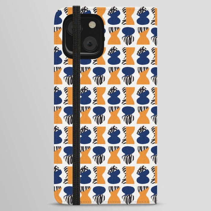 Repeat pattern blue and yellow  iPhone Wallet Case