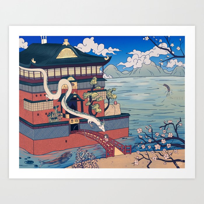 Spirited Ukiyo-e Background Art Print