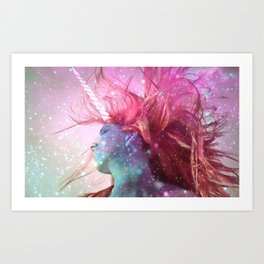 Unicorn In Pastel Galaxy Art Print