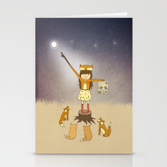 Little Fox Girl Stationery Cards