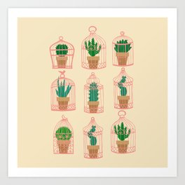 Cactus in birdcage Art Print