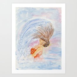 Swimmer - Hair Splash Art Print