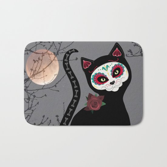 Day of the Dead Cat Bath Mat
