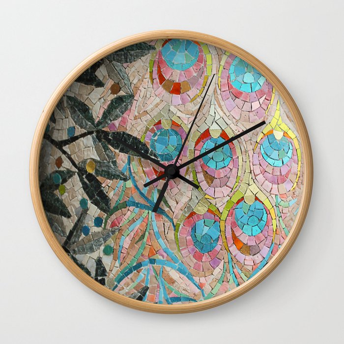 Peacock Pattern Mosaic art Wall Clock