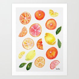 Sliced citrus - orange & yellow palette Art Print