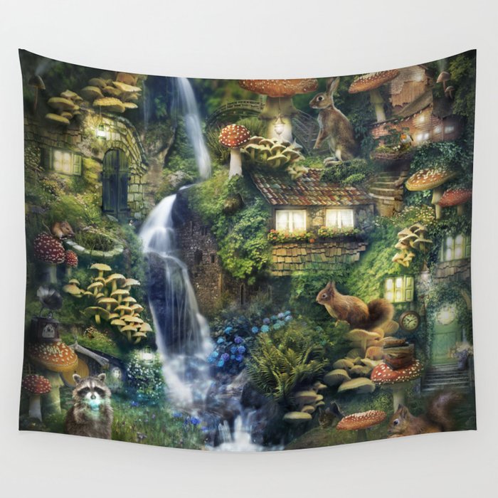 Mushroom discount village tapestry