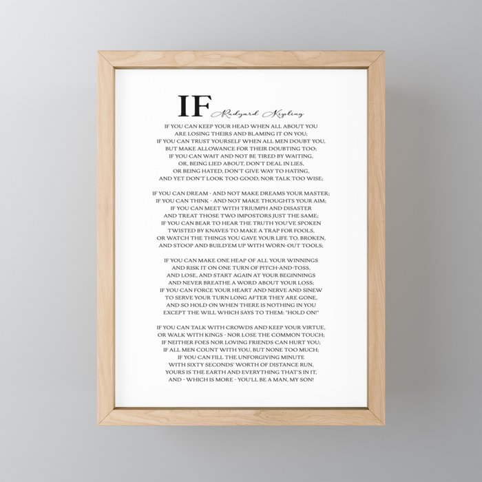 If Poem by Rudyard Kipling Framed Mini Art Print