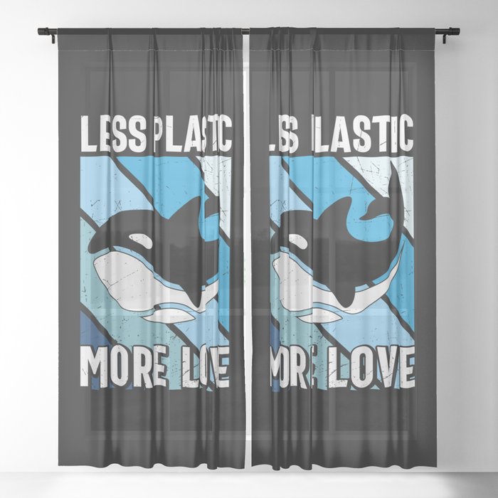 Less Plastic More Love Whale Sheer Curtain