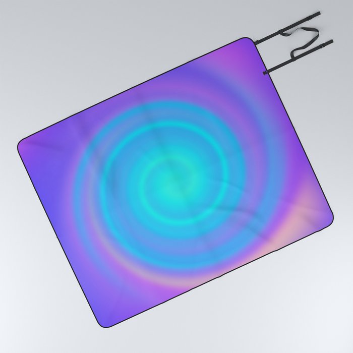 Purple Aqua Gradient Swirl Picnic Blanket