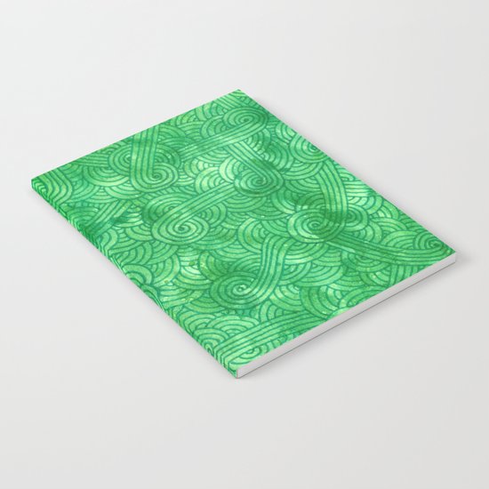 Green swirls doodles Notebook