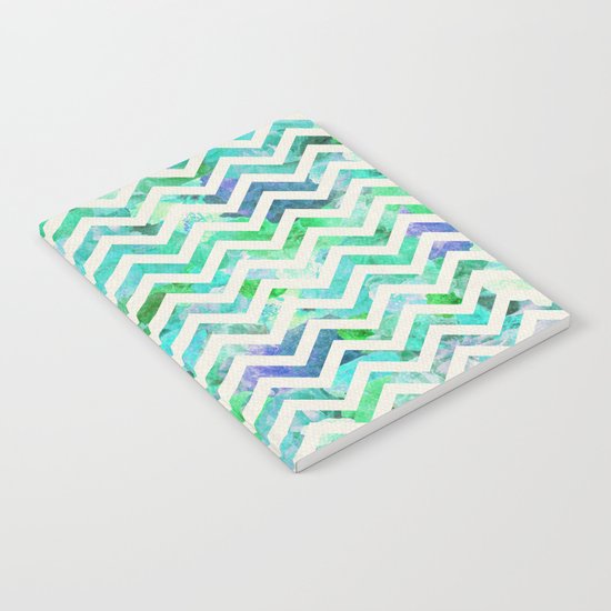 GREEN FLORAL CHEVRON Notebook