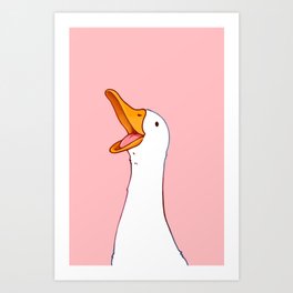 Happy White Duck Art Print