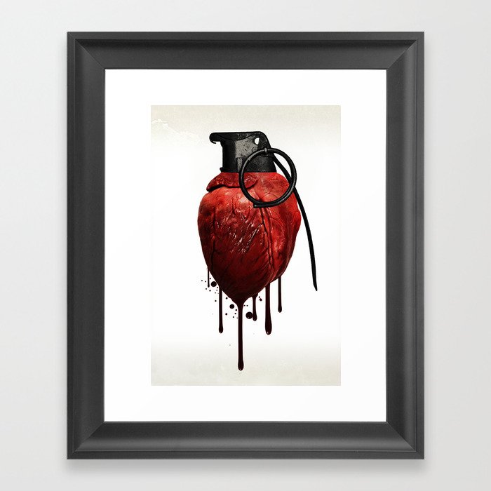 Heart Grenade Framed Art Print