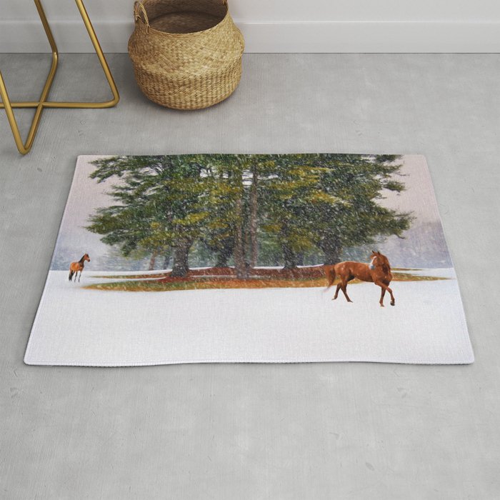 Winter In Horse Country Rug By Thephotoguydarren
