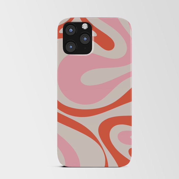 Mod Swirl Retro Abstract Pattern Pink and Orange iPhone Card Case
