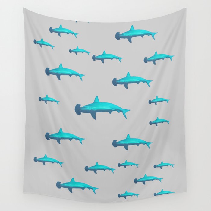 Hammerhead shark pattern (shark city 2) Wall Tapestry