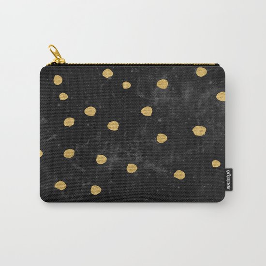 Gold Dots on Black Space Pattern Carry-All Pouch