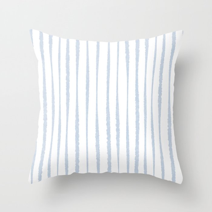 Organic Watercolor Stripes Powder Blue and White Throw Pillow