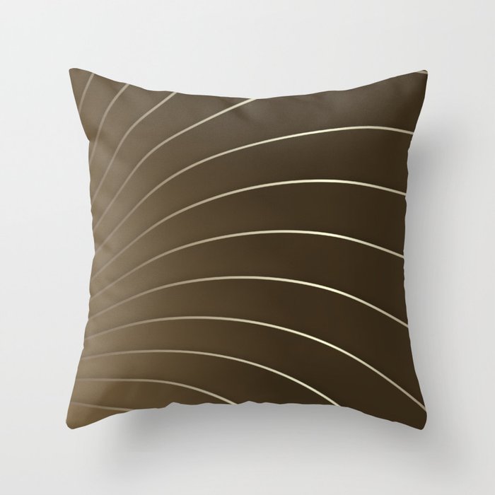 Golden Lines on Brown Gradient Background, Elegant Design Throw Pillow