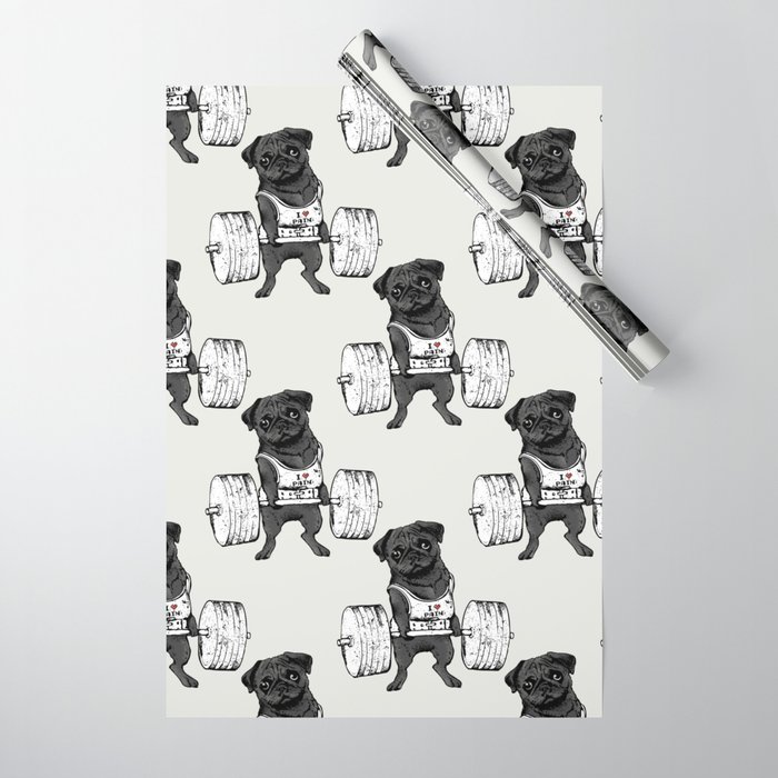 Black Pug Lift Wrapping Paper