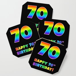 [ Thumbnail: HAPPY 70TH BIRTHDAY - Multicolored Rainbow Spectrum Gradient Coaster ]