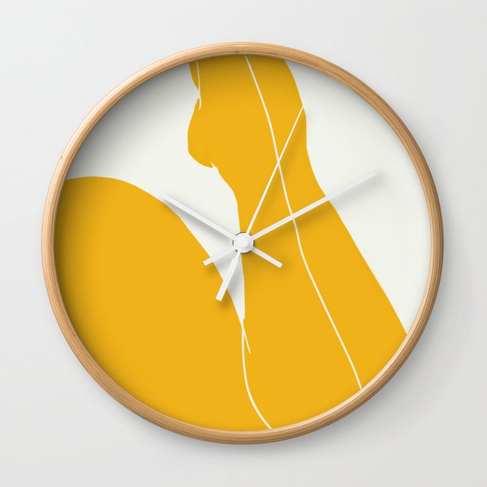 Nude in yellow 3 Wall Clock