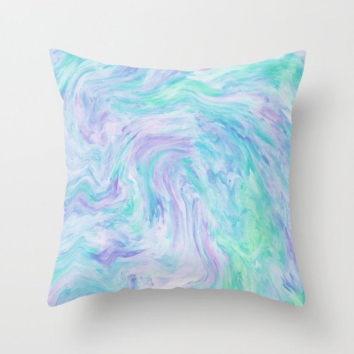Turquoise Fantasy Marble Throw Pillow