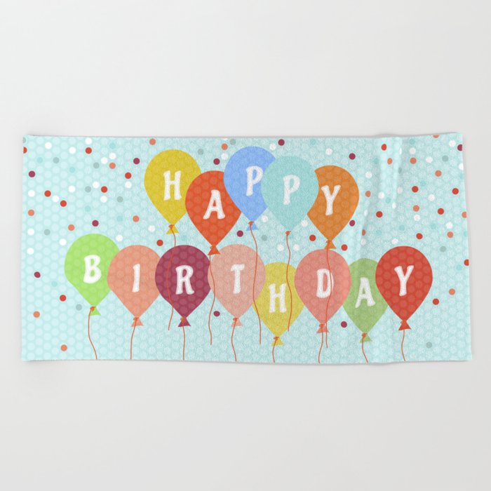 Colorful Birthday card Beach Towel