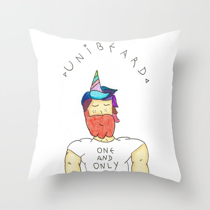 The Unibeard Throw Pillow