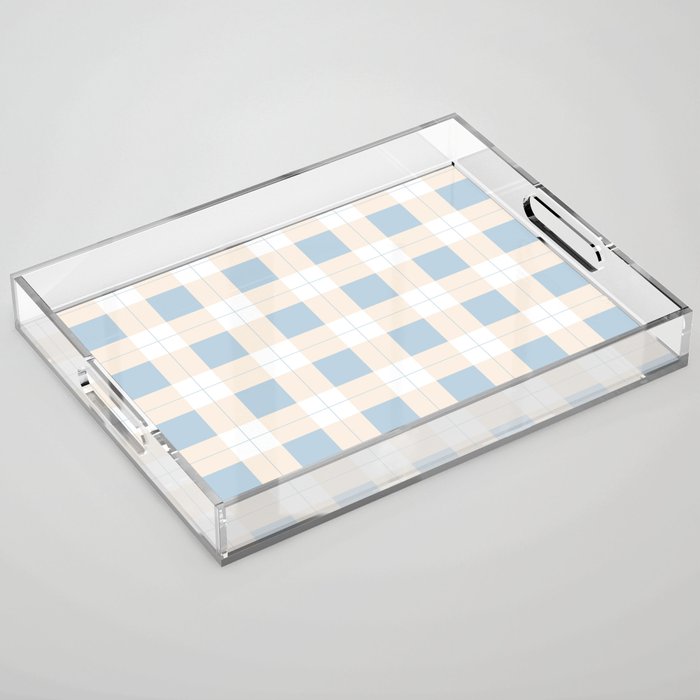  Christmas Winter Pastel Blue Pink Buffalo Plaid Check Pattern Acrylic Tray