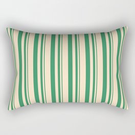 [ Thumbnail: Sea Green & Bisque Colored Stripes Pattern Rectangular Pillow ]