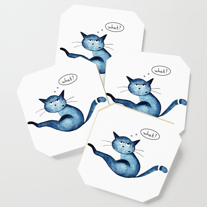Grumpy blue cat  Coaster