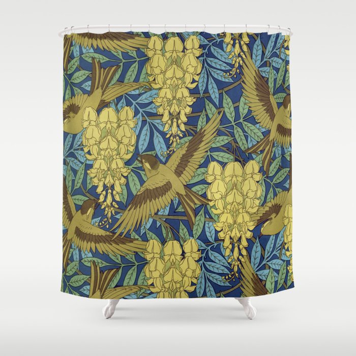 Birds and Wisteria 1 Shower Curtain