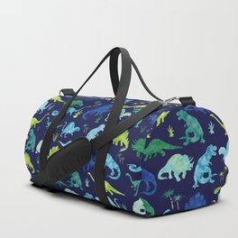 Watercolor Dinosaur Blue Green Dino Pattern Duffle Bag
