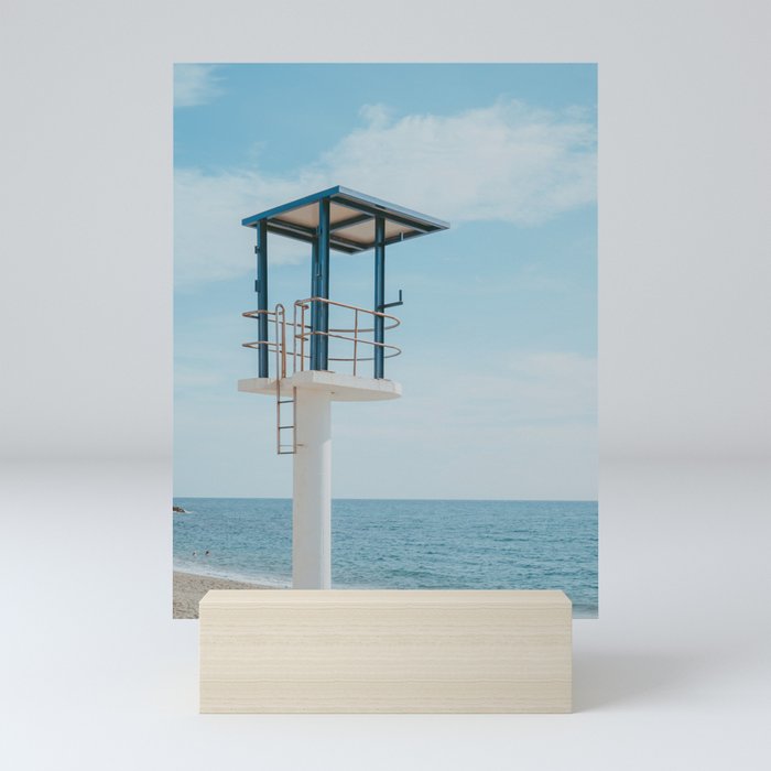 Summer is just around the corner | Minimalistic fine art print lifeguard seat at southern Spanish beach Mini Art Print