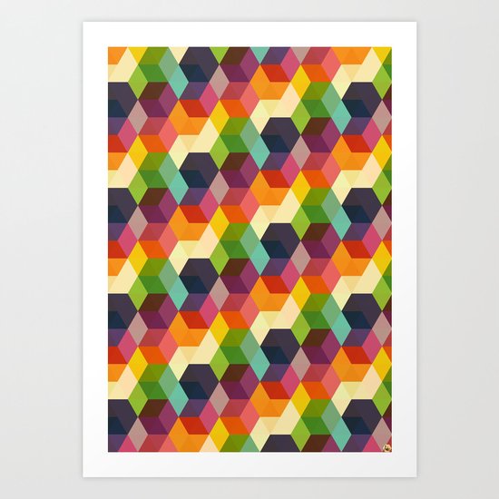 Retro Hexagonzo Art Print