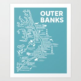 Outer Banks Map  Art Print