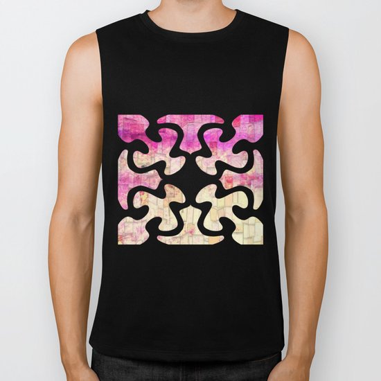Pink Sea Mosaic Biker Tank