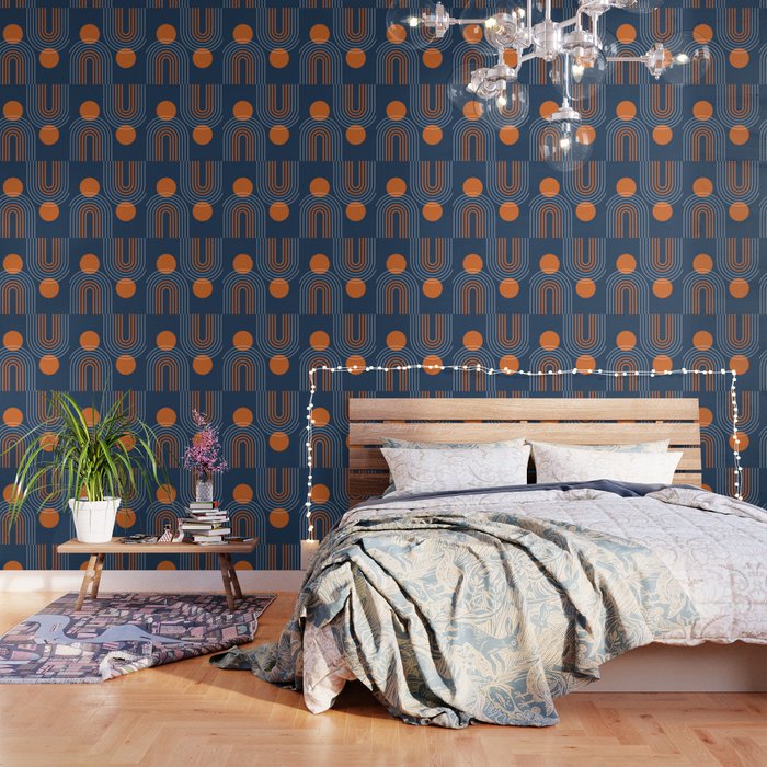 Navy blue pattern wallpaper hotsell