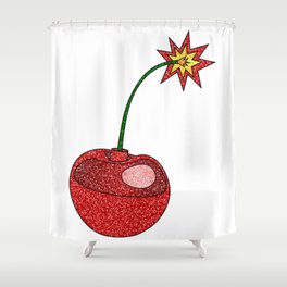 Glitter Cherry Bomb Shower Curtain