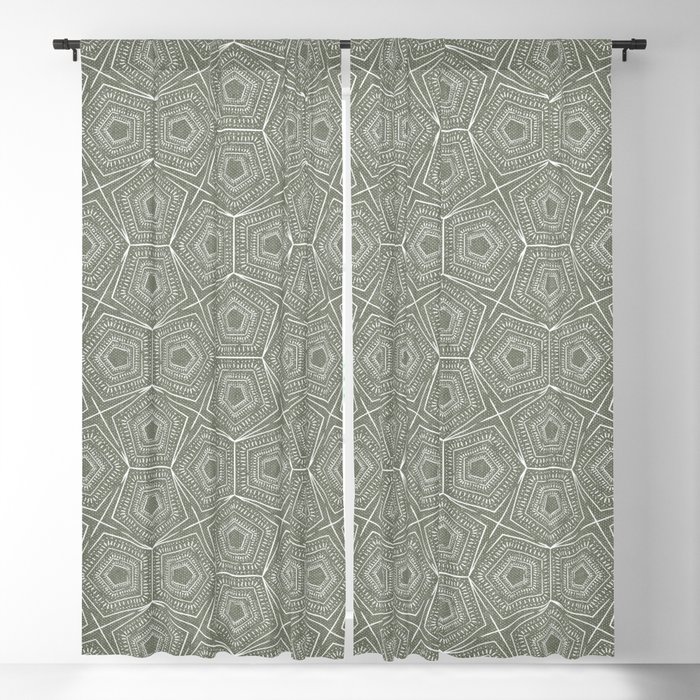 pentagon and stars - sage Blackout Curtain