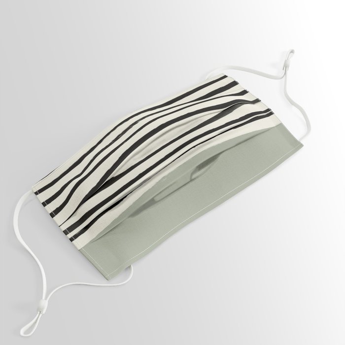 Sage Green x Stripes Face Mask by Leah Flores Society6