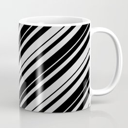 [ Thumbnail: Black & Light Grey Colored Pattern of Stripes Coffee Mug ]