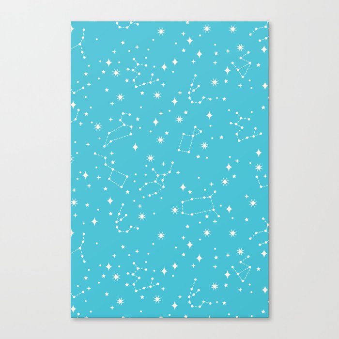 Constellations in a Cyan Sky Canvas Print